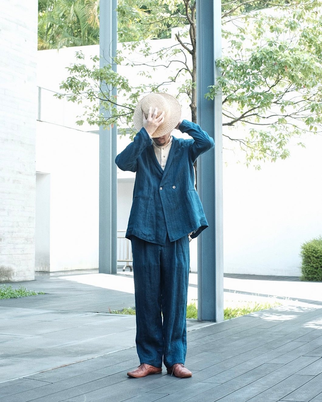Le'DEMIYA double breasted linen blazer unisex