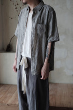 將圖片載入圖庫檢視器 Le&#39;IKUJI linen striped shirt w/pockets unisex
