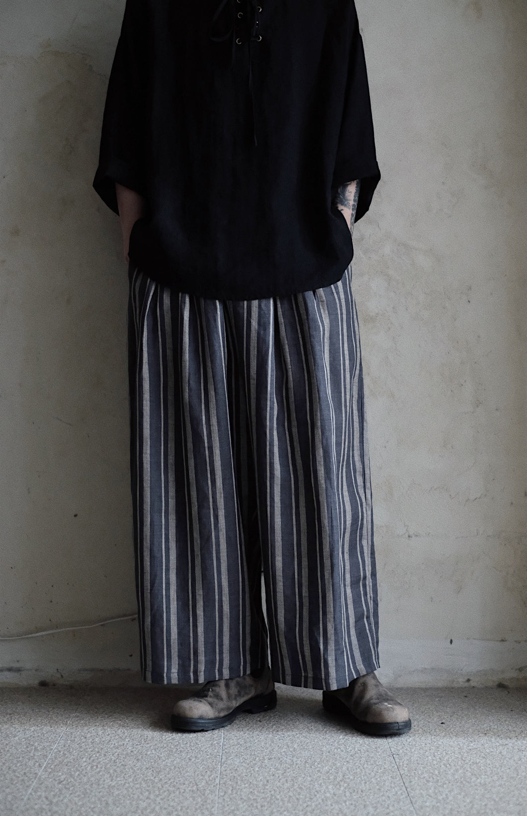 Le'GEINO linen stripe pants unisex