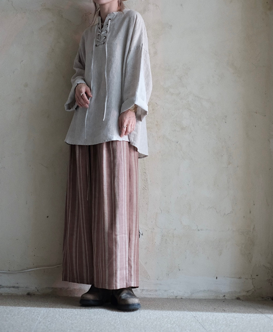 Le'GEINO linen stripe pants unisex