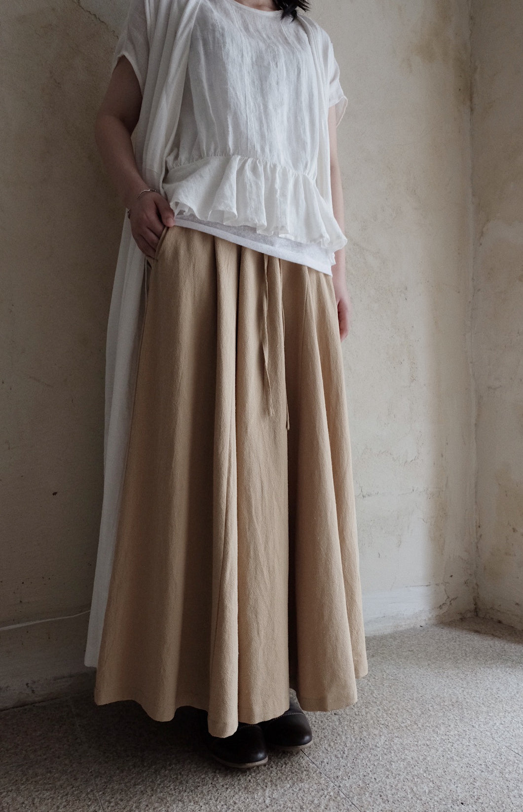 Le'OKADA linen Midiskirt