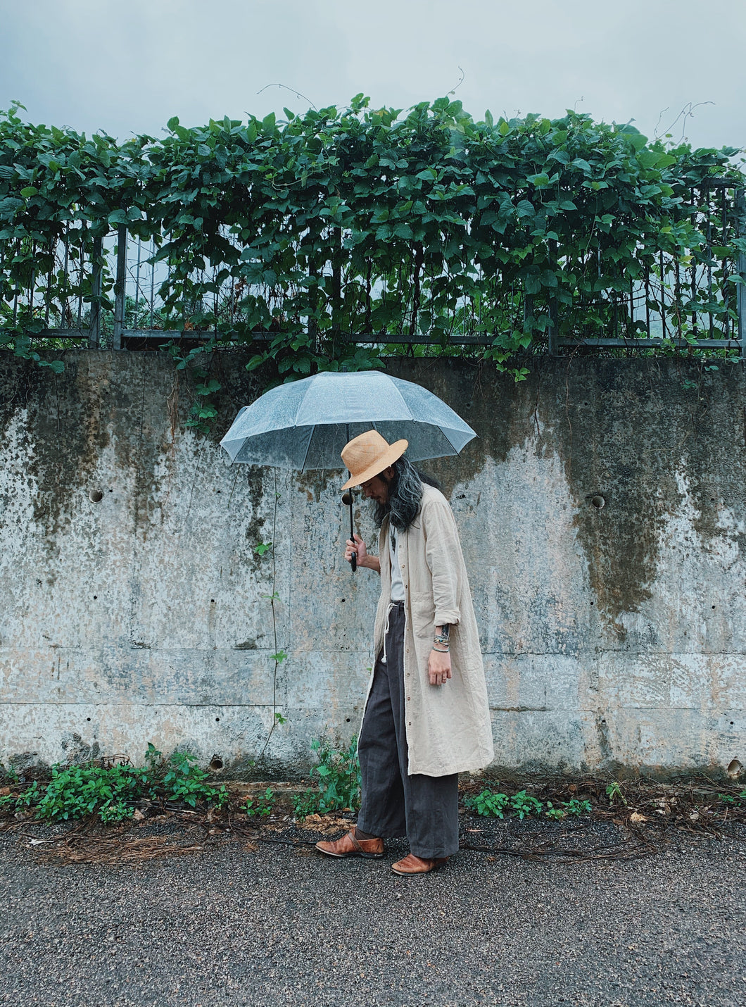 Le'Linen plain / Long shrit/coat Unisex